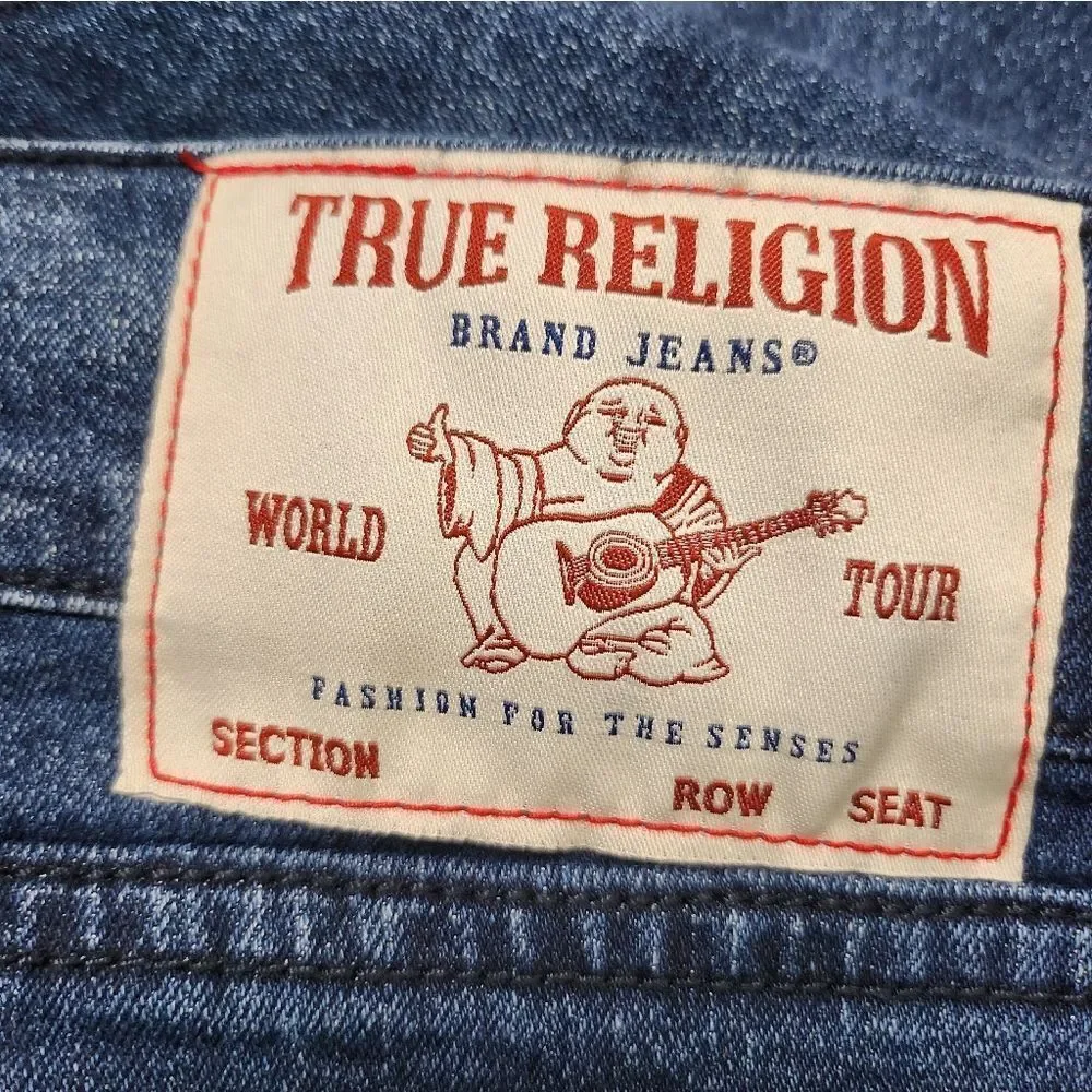 True Religion Ricky Relaxed Straight Jeans Dark Indigo Blaster Size 44